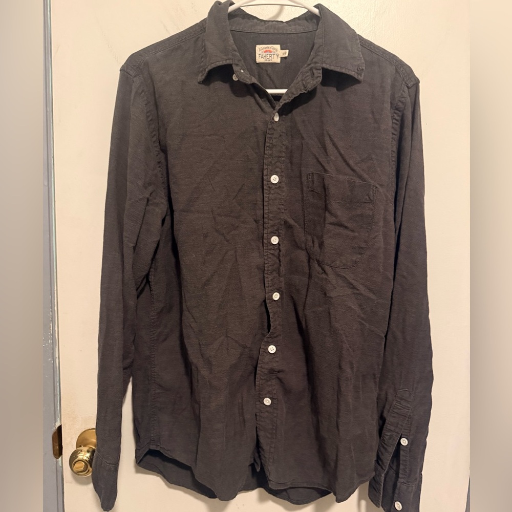 Faherty Men's Long-Sleeve Button-Down Shirt - Charcoal